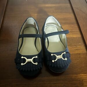 Janie and Jack Black Dress Shoes with Gold Buckle